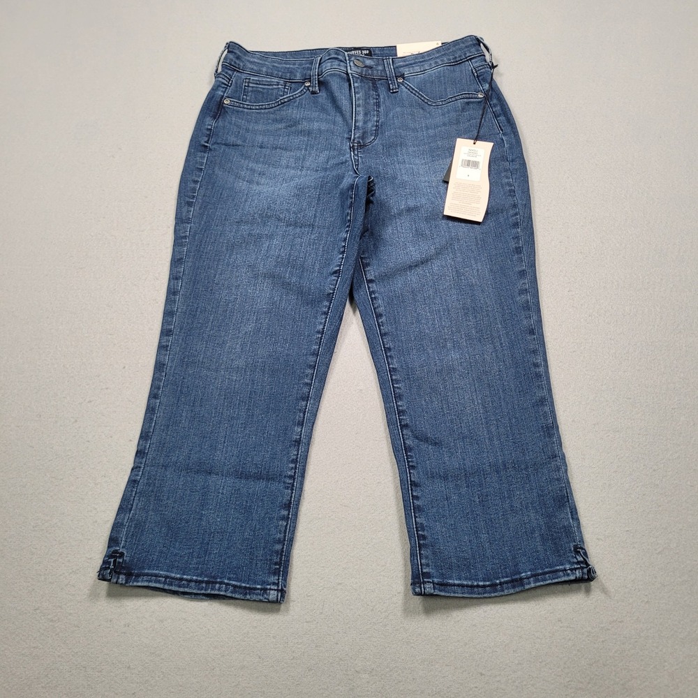 NYDJ Curves 360 Slim Straight Crop Side Slit Caliente Blue Jeans Size 6 CMTB2903